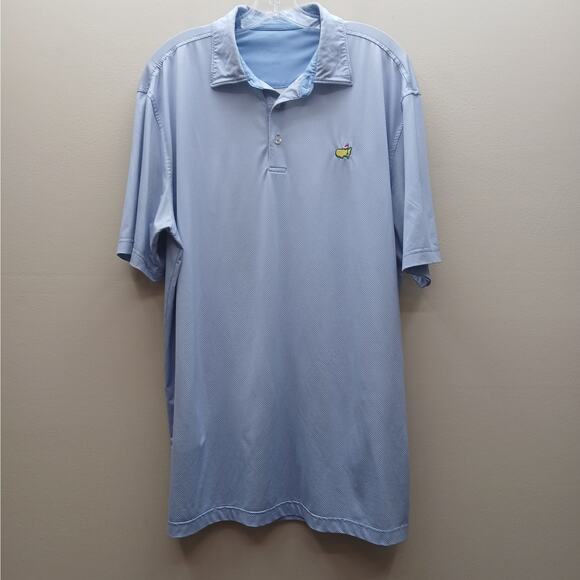 Masters Tech Short Sleeve Geometric Logo Performance Golf Polo Shirt Blue Large - Picture 1 of 9